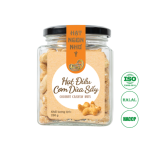 HẠT ĐIỀU CƠM DỪA SẤY Faminuts HŨ THỦY TINH 250G
